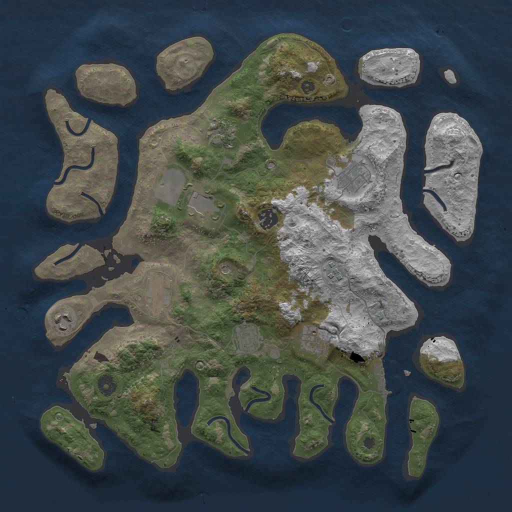 Rust Map: Procedural Map, Size: 3850, Seed: 1383653990, 13 Monuments