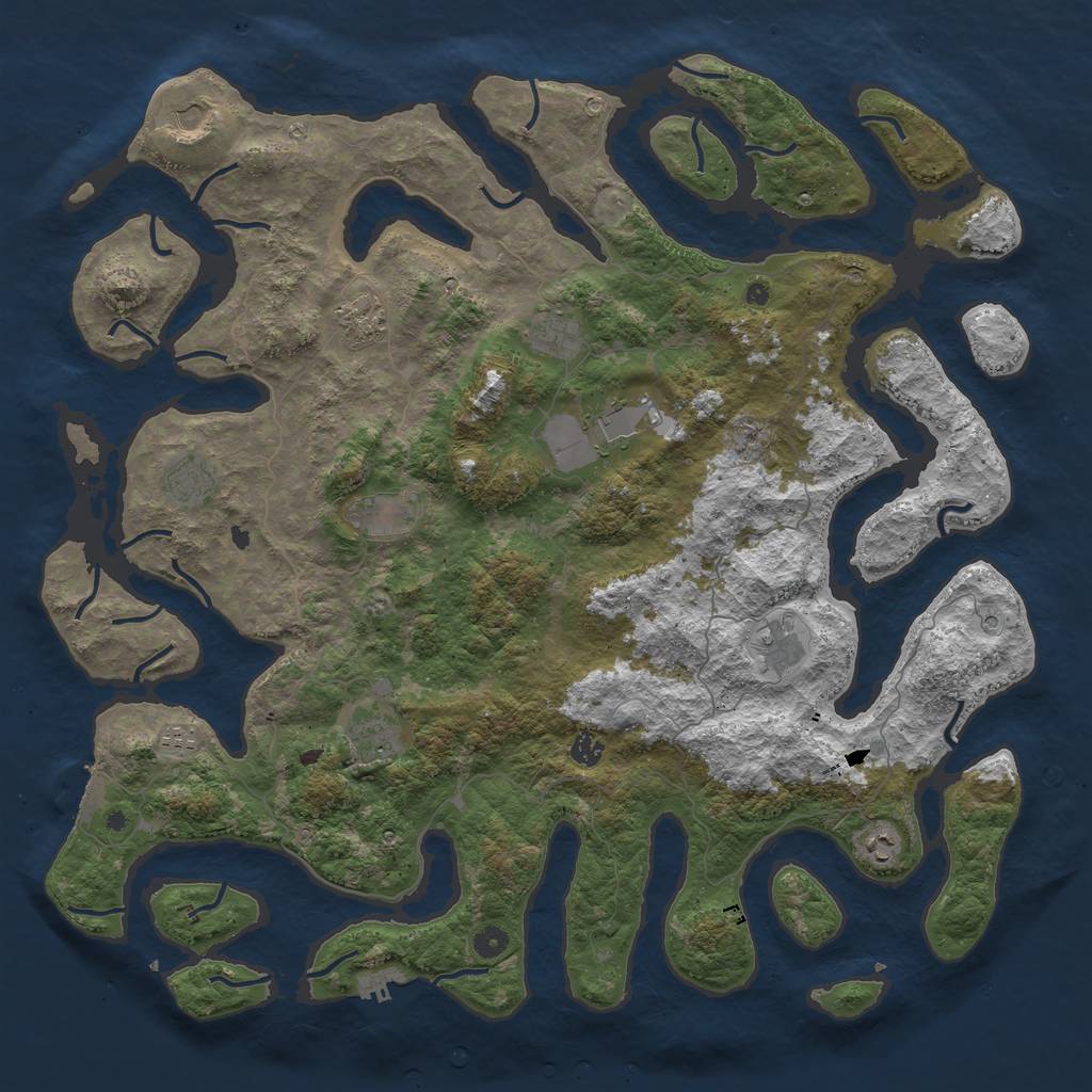 Rust Map: Procedural Map, Size: 5000, Seed: 1072021, 16 Monuments