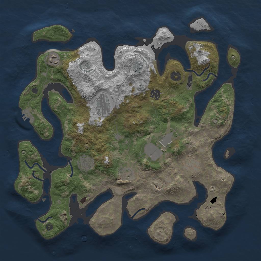 Rust Map: Procedural Map, Size: 3750, Seed: 15192, 12 Monuments