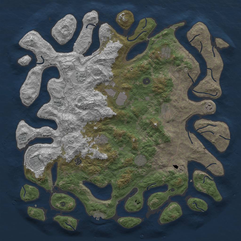 Rust Map: Procedural Map, Size: 5000, Seed: 1249320579, 14 Monuments