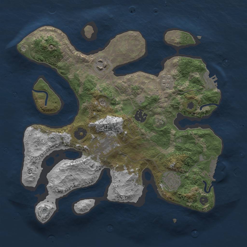 Rust Map: Procedural Map, Size: 3000, Seed: 50751296, 10 Monuments