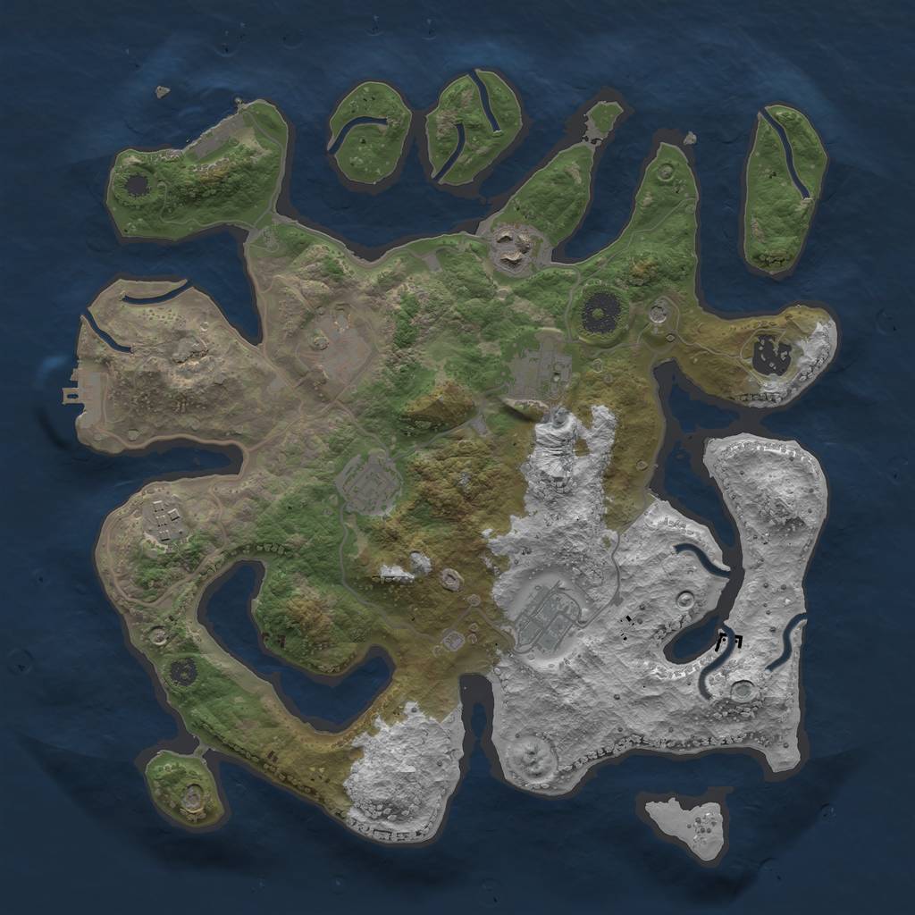 Rust Map: Procedural Map, Size: 3400, Seed: 2246810, 12 Monuments