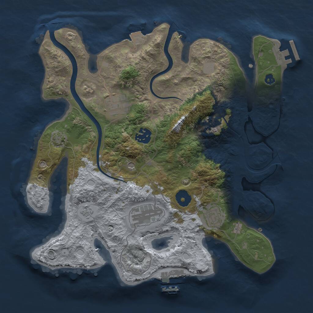 Rust Map: Procedural Map, Size: 3000, Seed: 566648, 11 Monuments