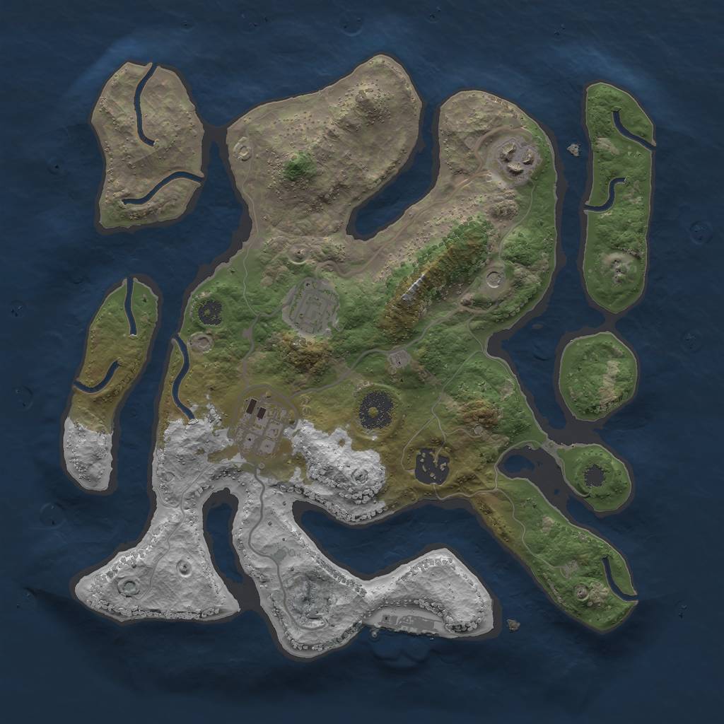 Rust Map: Procedural Map, Size: 3000, Seed: 566648, 8 Monuments