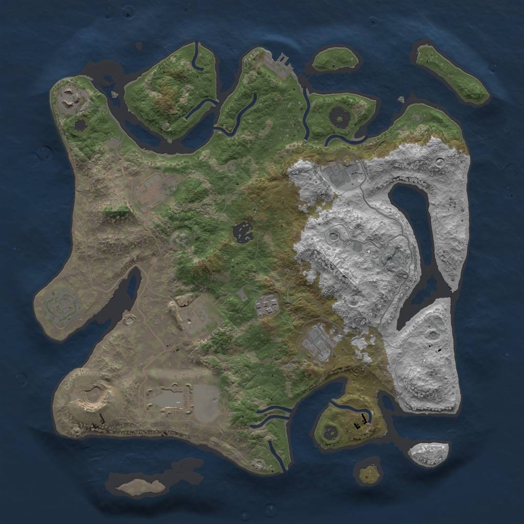 Rust Map: Procedural Map, Size: 3700, Seed: 2301, 14 Monuments