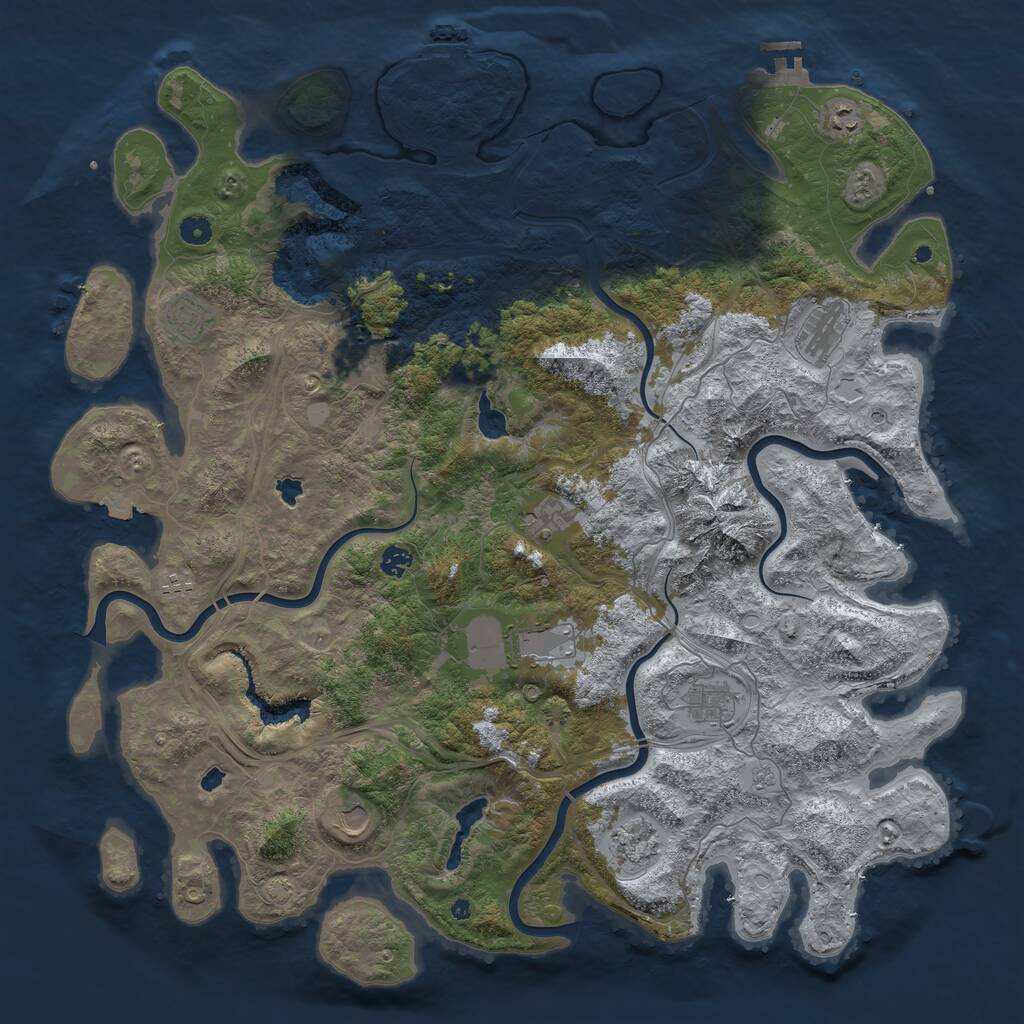 Rust Map: Procedural Map, Size: 5000, Seed: 680429927, 17 Monuments