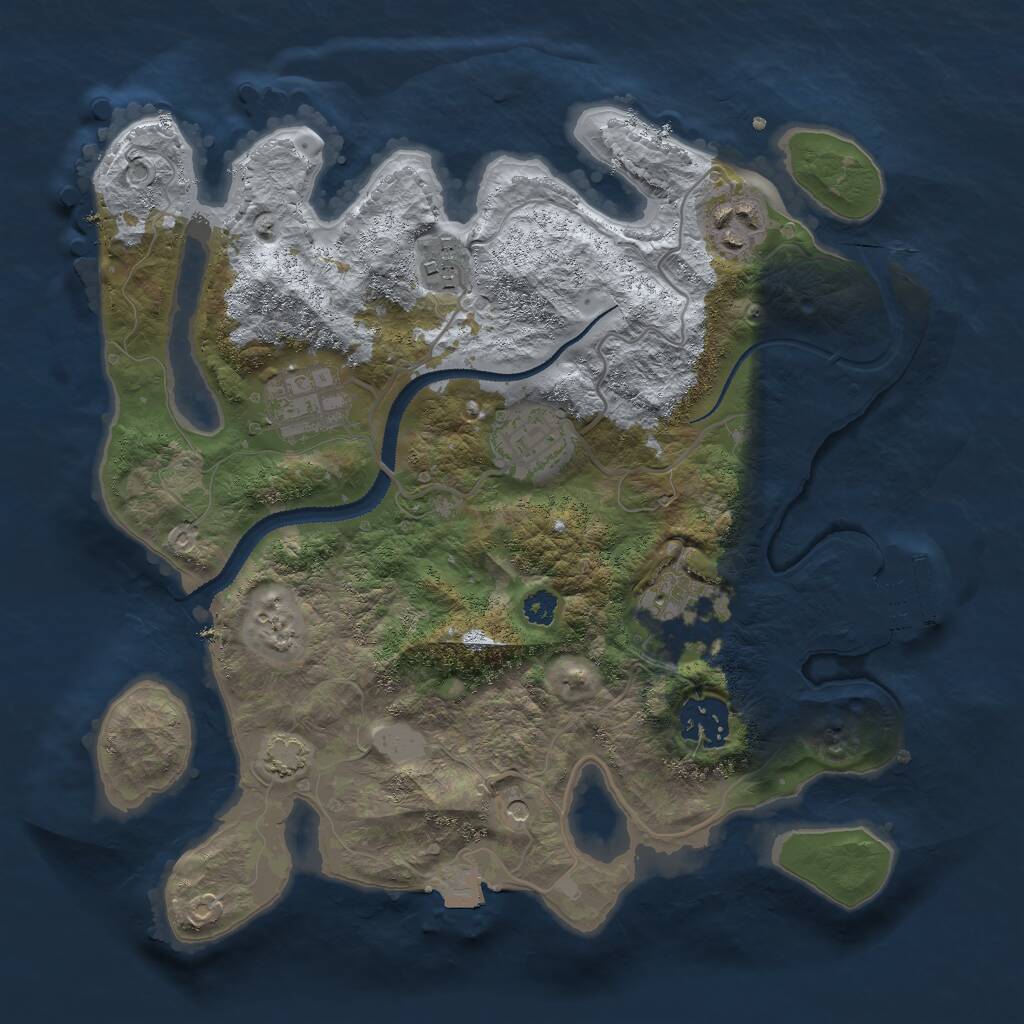 Rust Map: Procedural Map, Size: 3000, Seed: 489687559, 10 Monuments