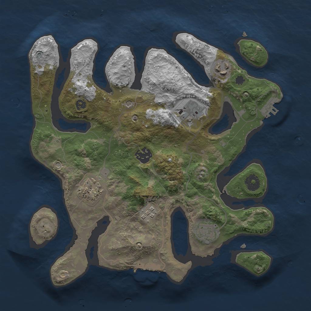 Rust Map: Procedural Map, Size: 3000, Seed: 489687559, 11 Monuments