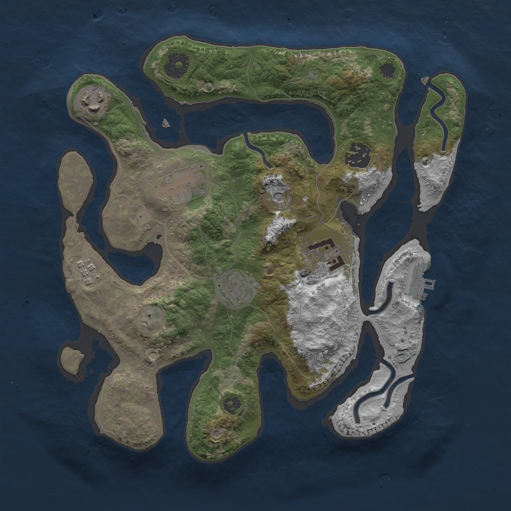 Rust Map: Procedural Map, Size: 3000, Seed: 1915300661, 10 Monuments