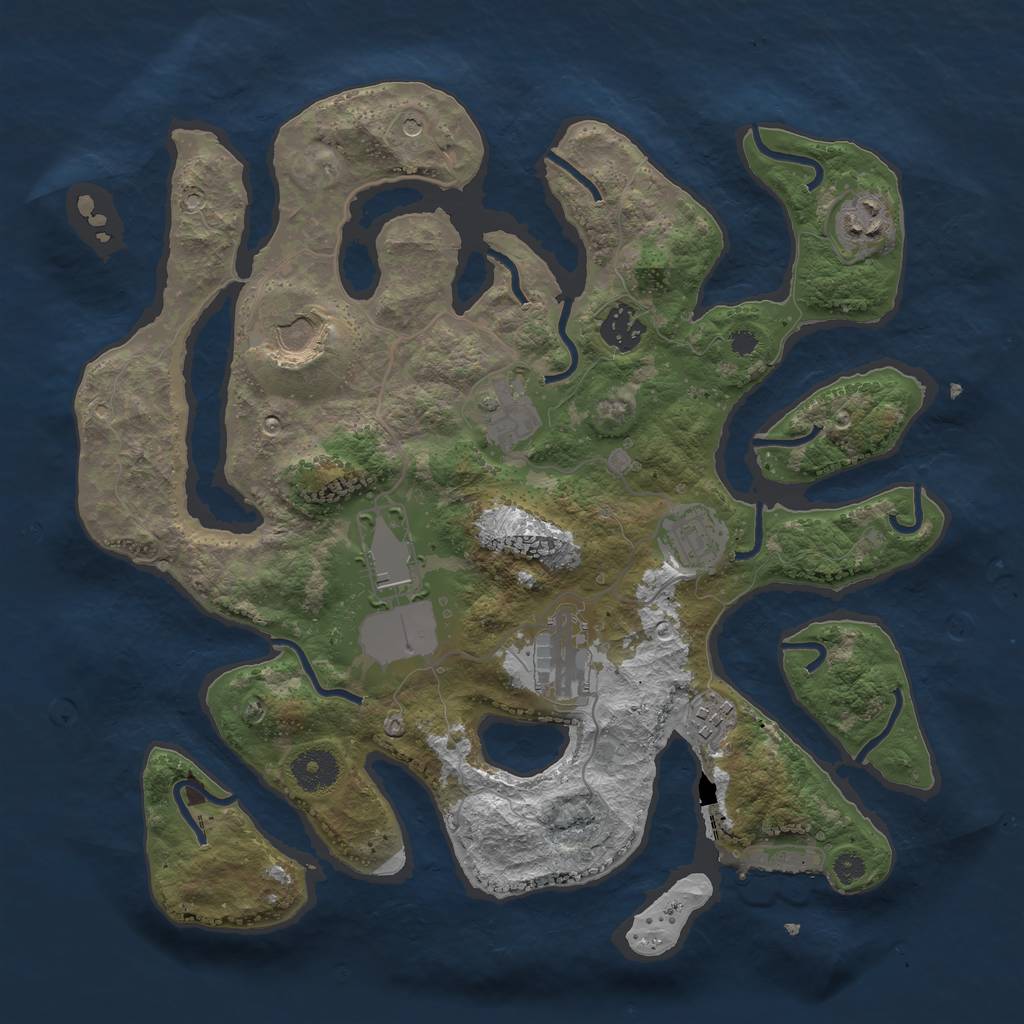 Rust Map: Procedural Map, Size: 3500, Seed: 1511500526, 12 Monuments