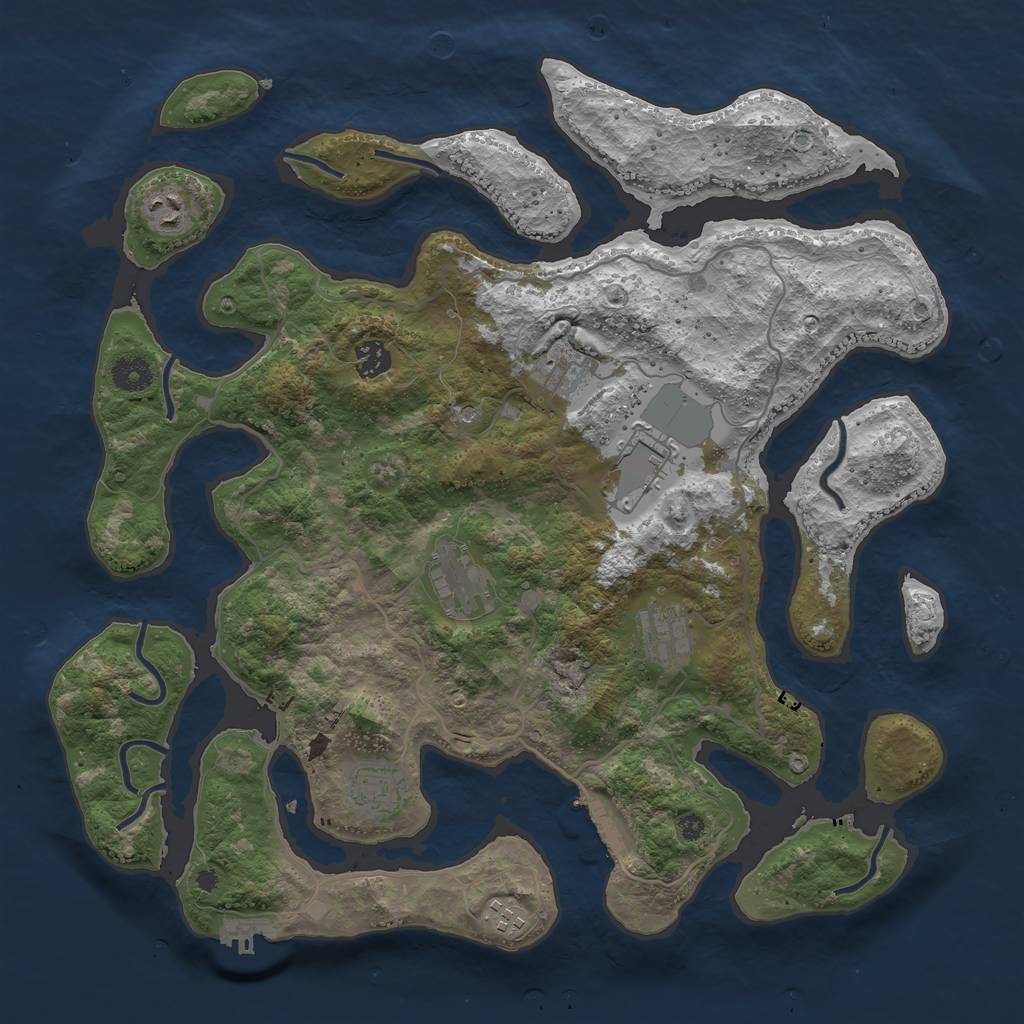 Rust Map: Procedural Map, Size: 4000, Seed: 1144745664, 13 Monuments