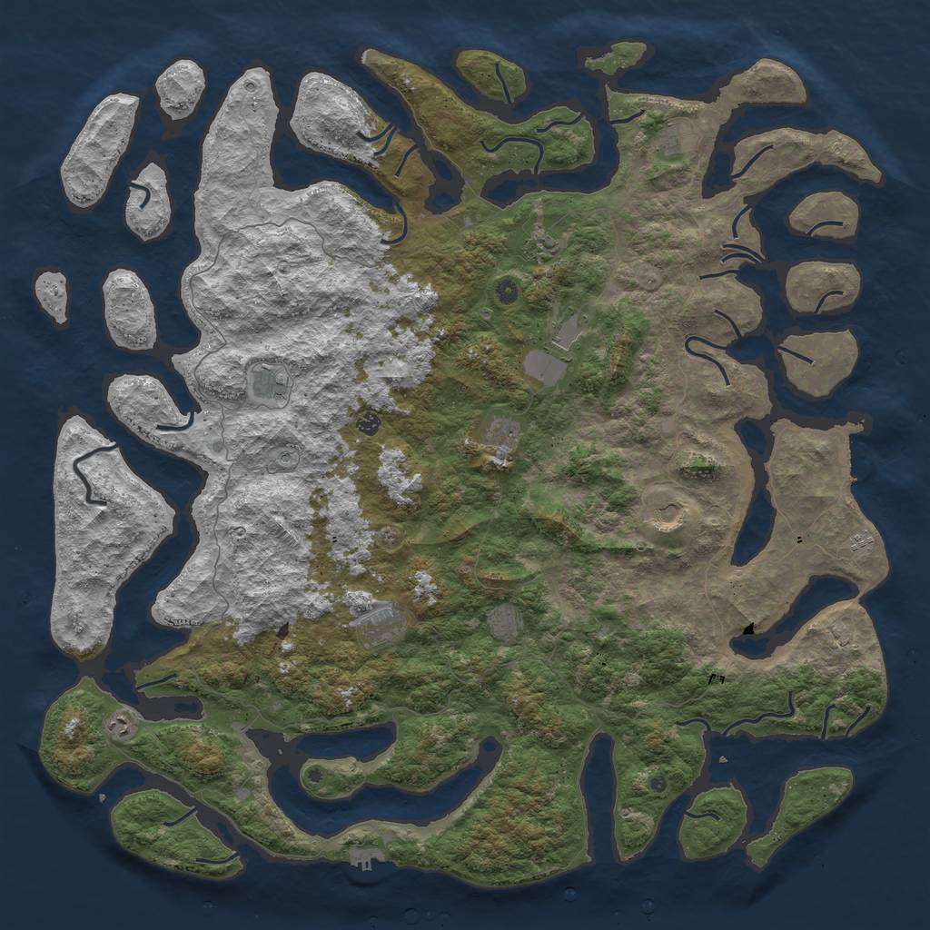 Rust Map: Procedural Map, Size: 6000, Seed: 492248402, 16 Monuments