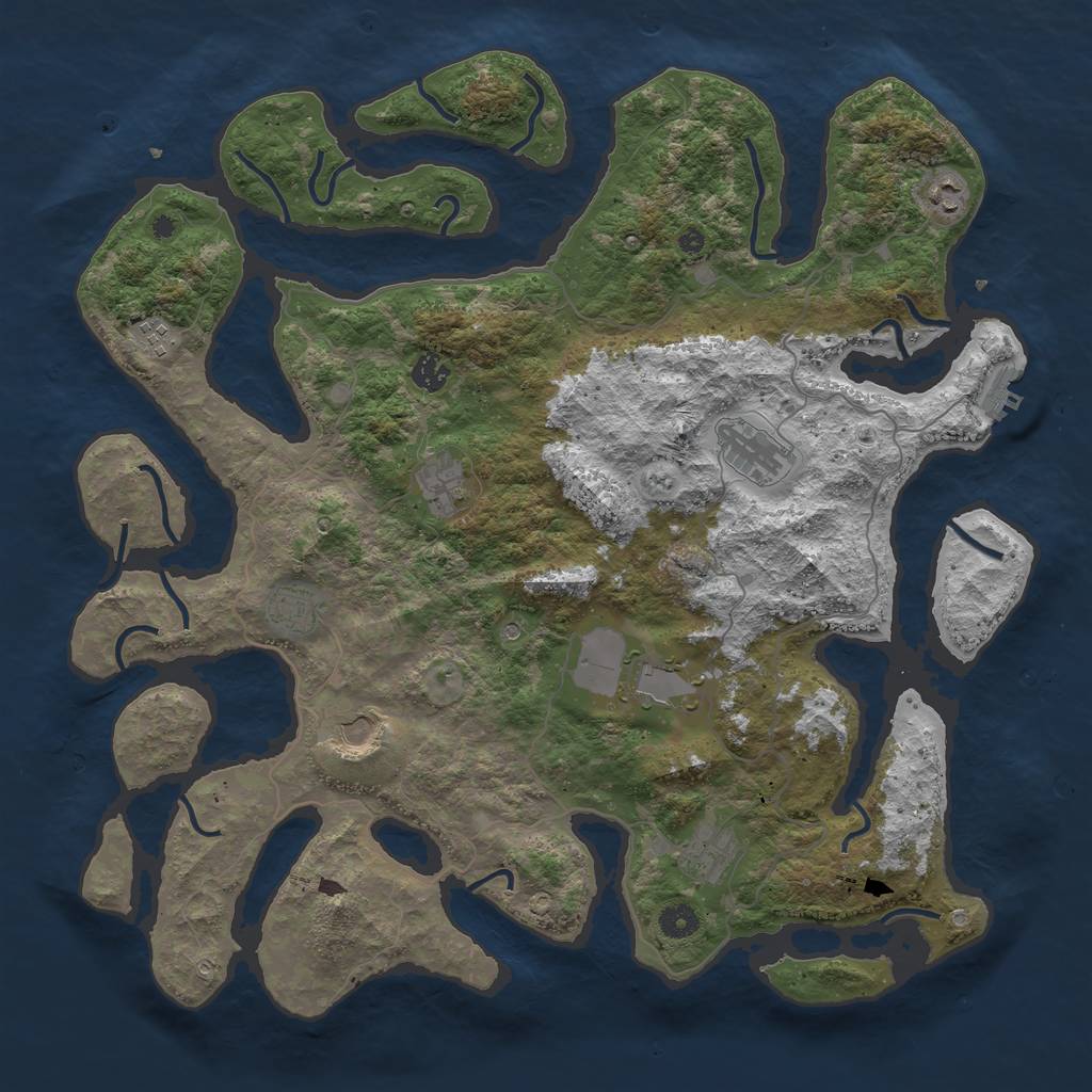 Rust Map: Procedural Map, Size: 4400, Seed: 37655817, 13 Monuments