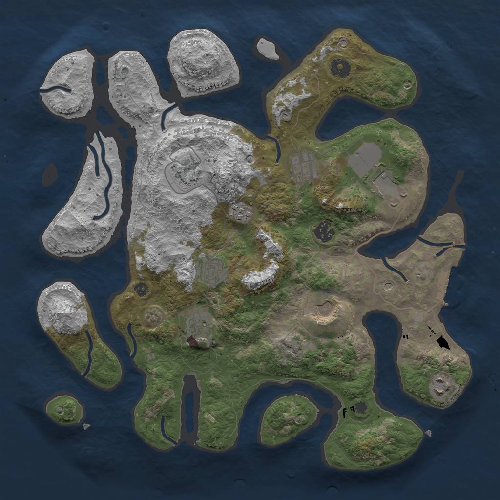 Rust Map: Procedural Map, Size: 3800, Seed: 1681484462, 13 Monuments