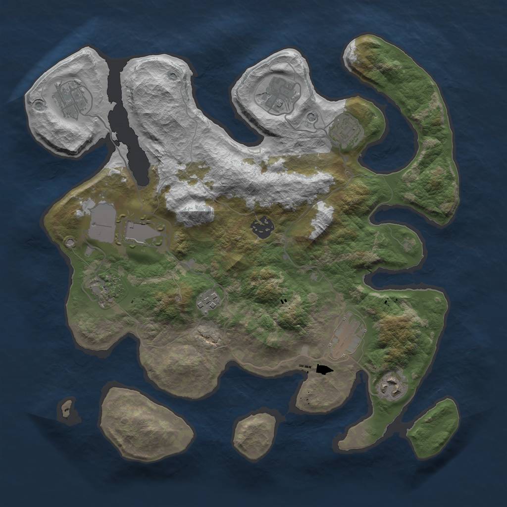 Rust Map: Barren, Size: 3500, Seed: 1387883937, 12 Monuments