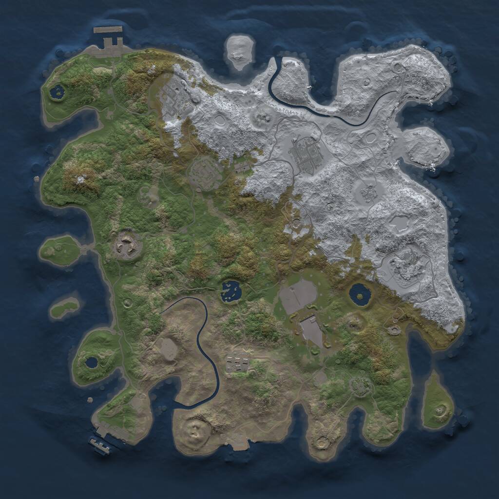 Rust Map: Procedural Map, Size: 3500, Seed: 2083488108, 14 Monuments