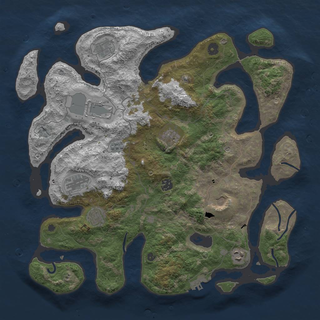 Rust Map: Procedural Map, Size: 4000, Seed: 473731, 13 Monuments