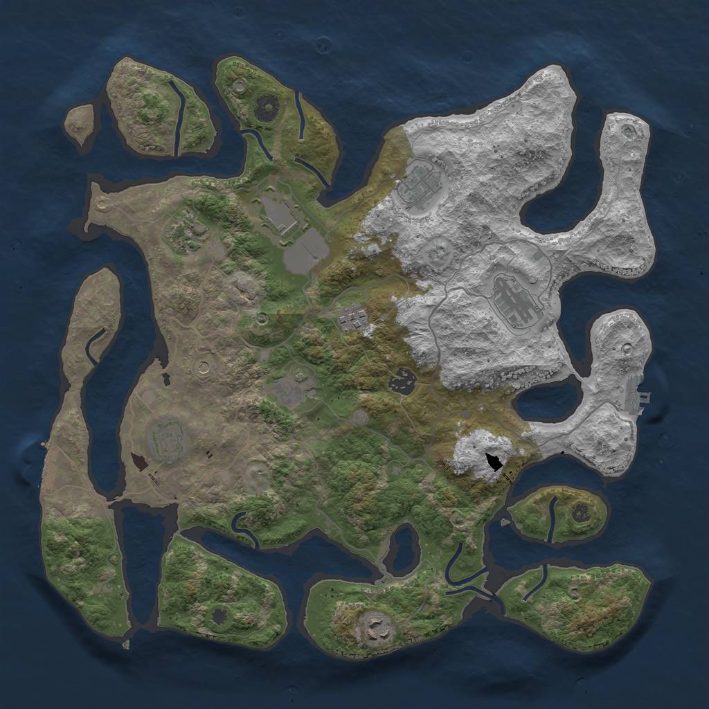 Rust Map: Procedural Map, Size: 4000, Seed: 8769742, 14 Monuments