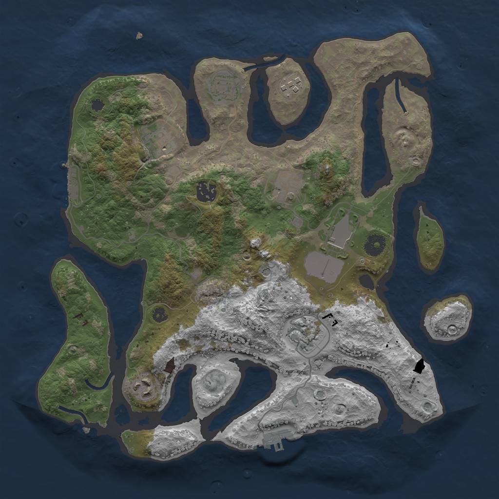 Rust Map: Procedural Map, Size: 3500, Seed: 231415, 13 Monuments