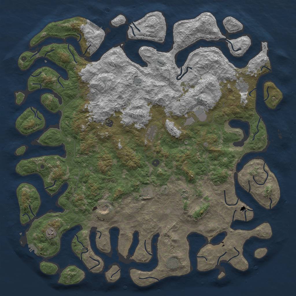 Rust Map: Procedural Map, Size: 6000, Seed: 22419995, 16 Monuments