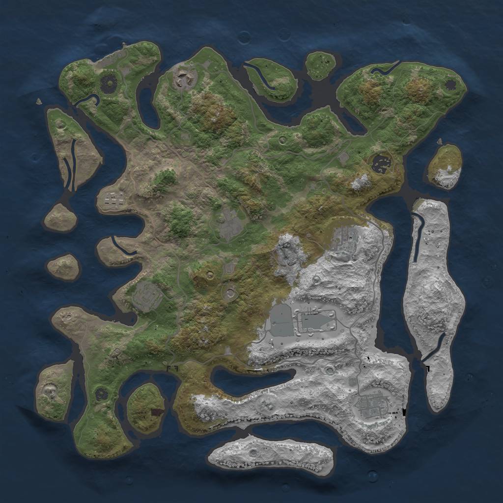 Rust Map: Procedural Map, Size: 4000, Seed: 173695604, 12 Monuments