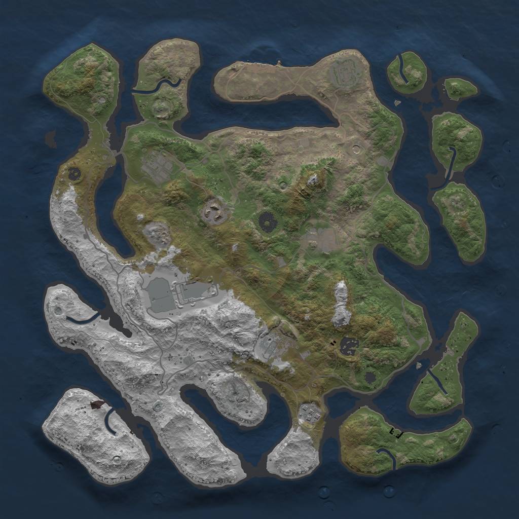 Rust Map: Procedural Map, Size: 4000, Seed: 253565, 12 Monuments