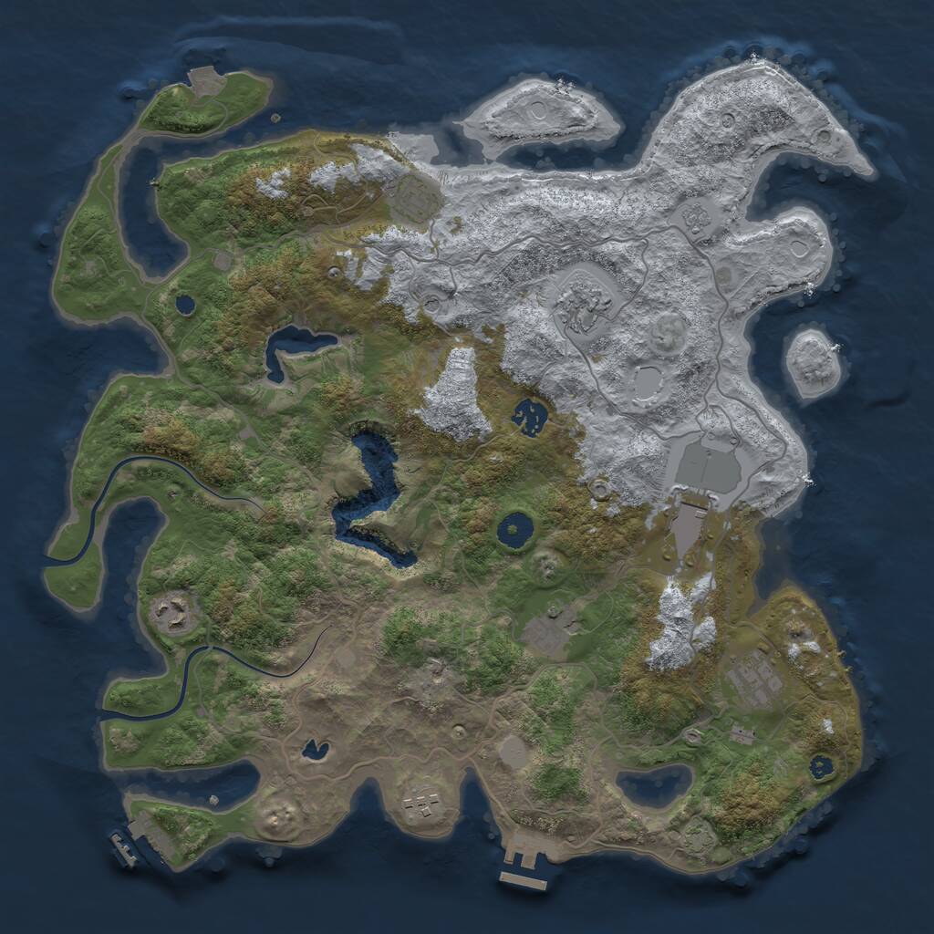 Rust Map: Procedural Map, Size: 4000, Seed: 75698, 14 Monuments