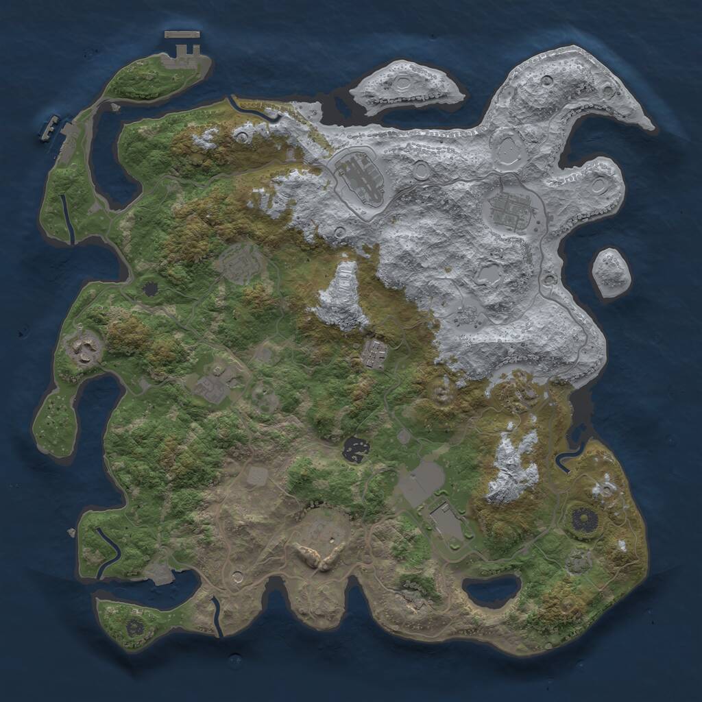 Rust Map: Procedural Map, Size: 4000, Seed: 75698, 16 Monuments