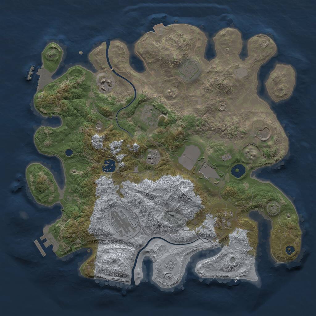 Rust Map: Procedural Map, Size: 3500, Seed: 689708043, 15 Monuments