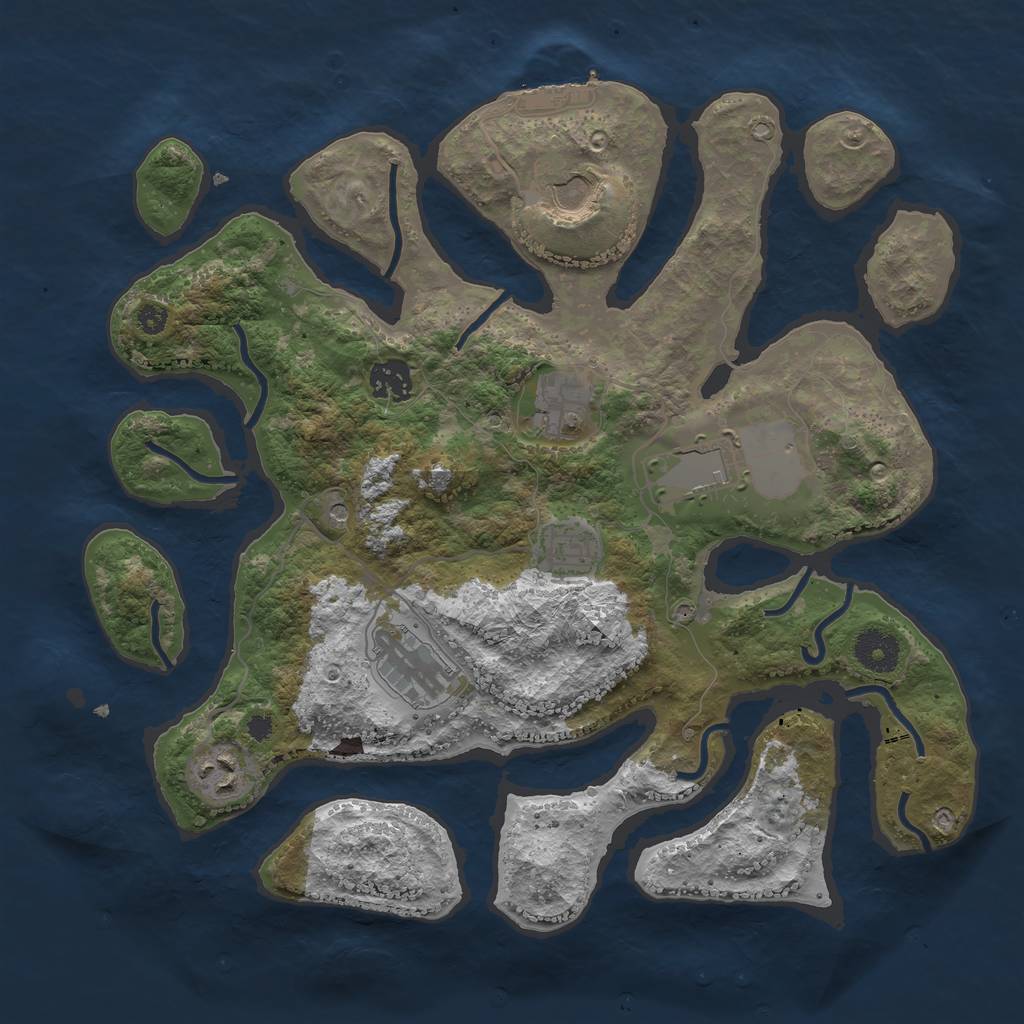 Rust Map: Procedural Map, Size: 3500, Seed: 689708043, 11 Monuments