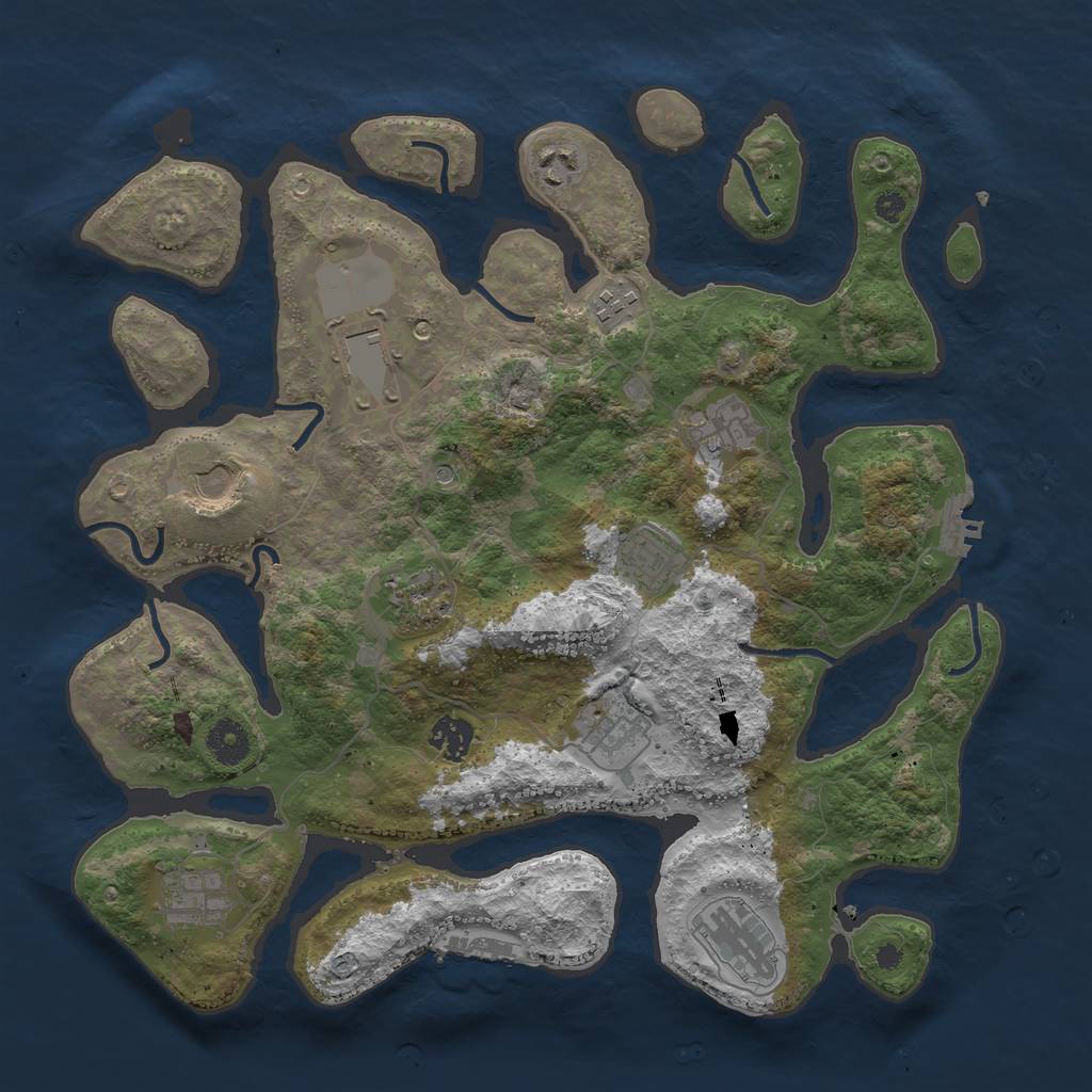 Rust Map: Procedural Map, Size: 3750, Seed: 1829529153, 16 Monuments