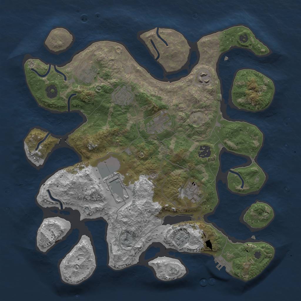 Rust Map: Procedural Map, Size: 3500, Seed: 1728363247, 12 Monuments