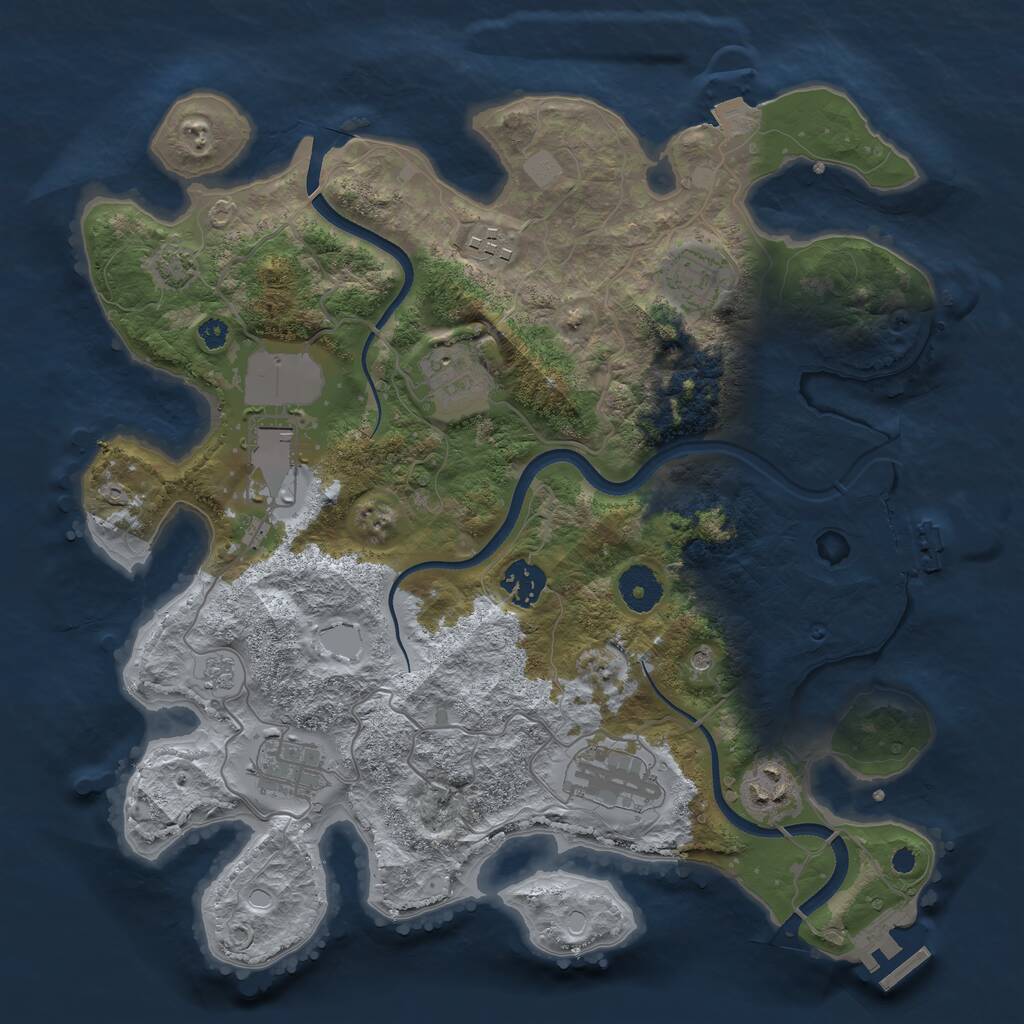 Rust Map: Procedural Map, Size: 3500, Seed: 1728363247, 14 Monuments