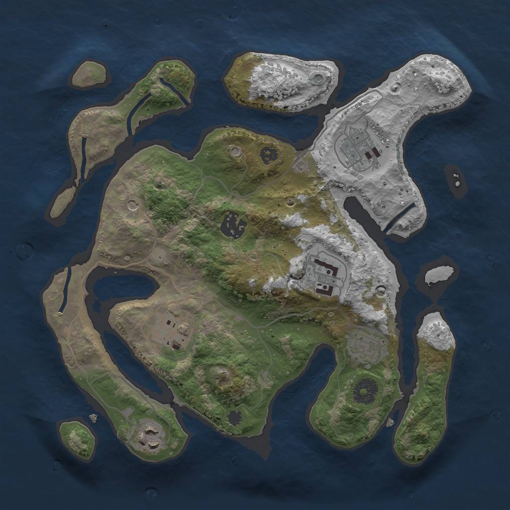Rust Map: Procedural Map, Size: 3000, Seed: 1624925, 9 Monuments