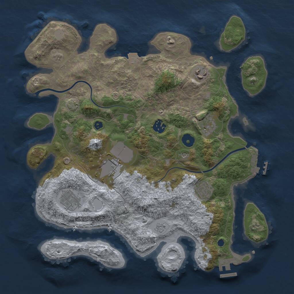 Rust Map: Procedural Map, Size: 3500, Seed: 7853, 12 Monuments