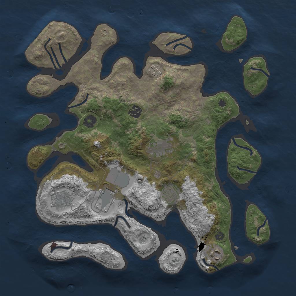 Rust Map: Procedural Map, Size: 3500, Seed: 7853, 10 Monuments