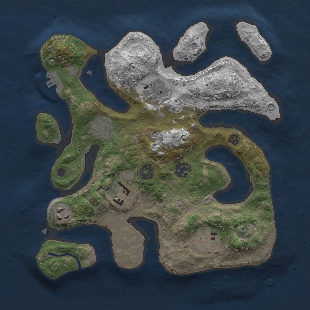 Rust Map: Procedural Map, Size: 3000, Seed: 1287512579, 10 Monuments