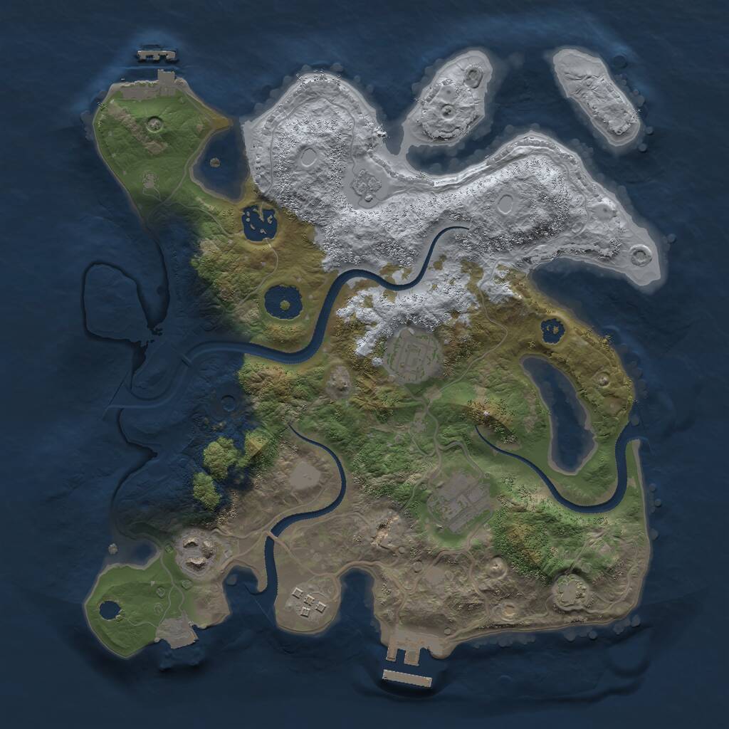 Rust Map: Procedural Map, Size: 3000, Seed: 1287512579, 11 Monuments