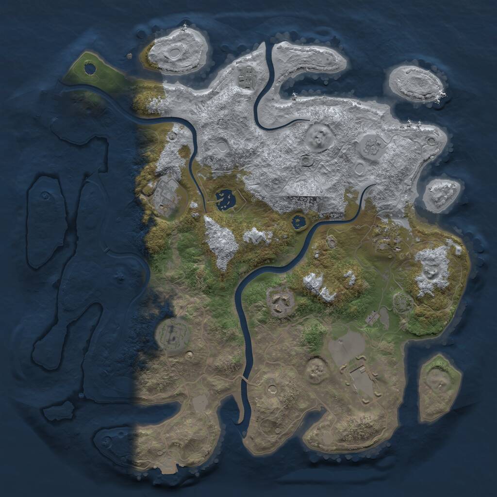 Rust Map: Procedural Map, Size: 3600, Seed: 78489656, 12 Monuments