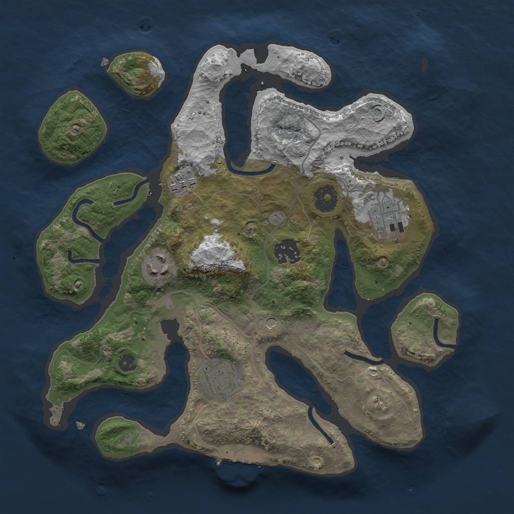 Rust Map: Procedural Map, Size: 3000, Seed: 1711605059, 9 Monuments