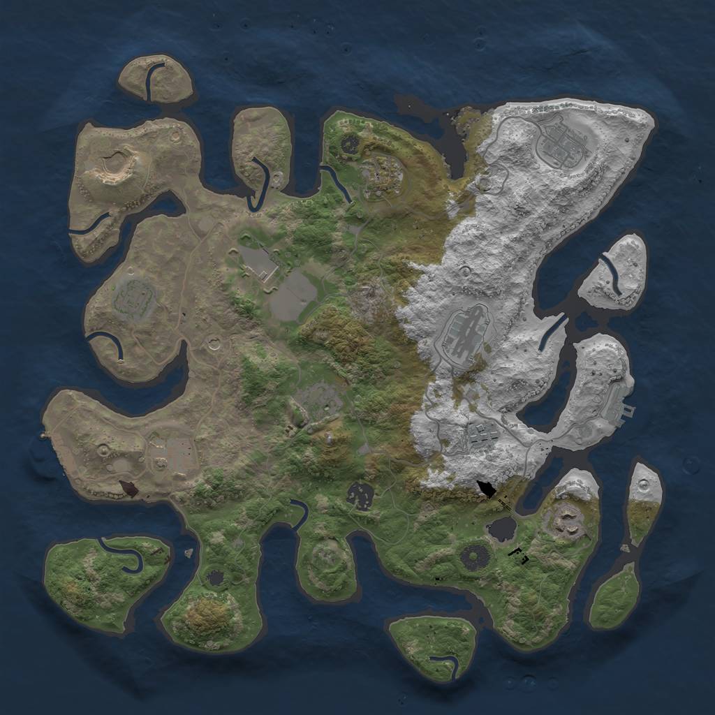 Rust Map: Procedural Map, Size: 3850, Seed: 1999665420, 16 Monuments