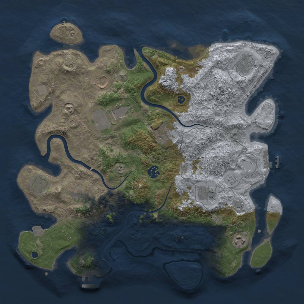 Rust Map: Procedural Map, Size: 3850, Seed: 1999665420, 16 Monuments
