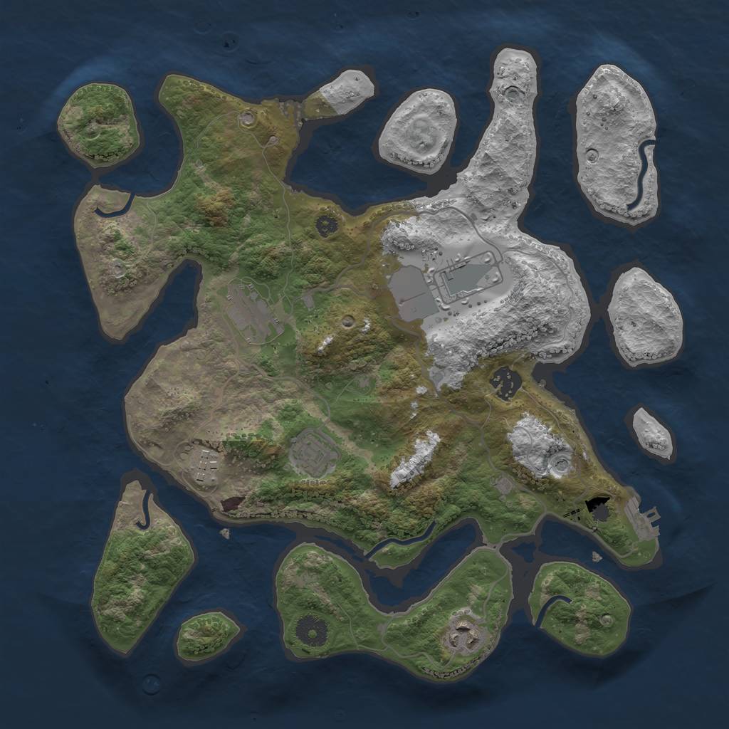 Rust Map: Procedural Map, Size: 3500, Seed: 481228355, 10 Monuments
