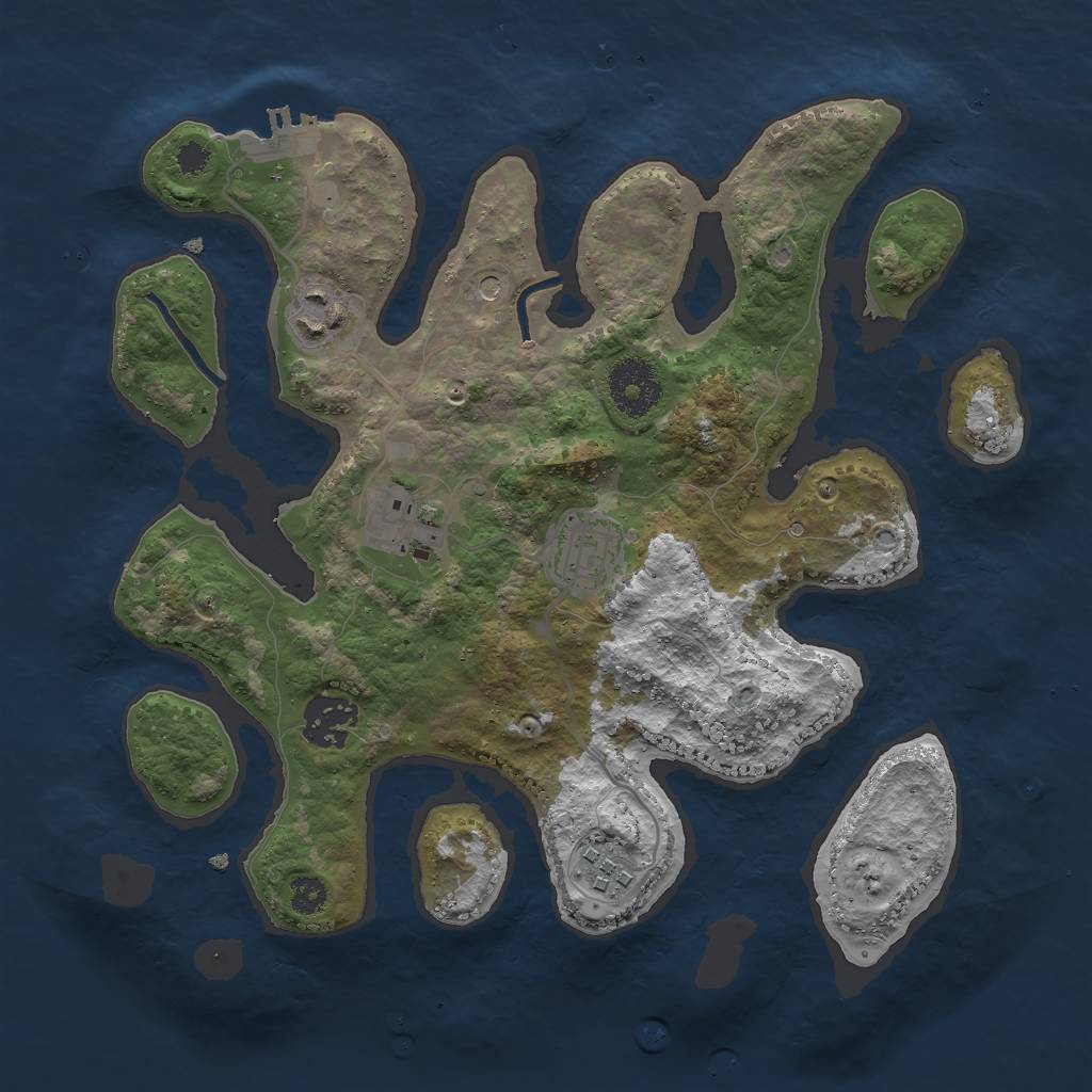 Rust Map: Procedural Map, Size: 3000, Seed: 988521864, 9 Monuments