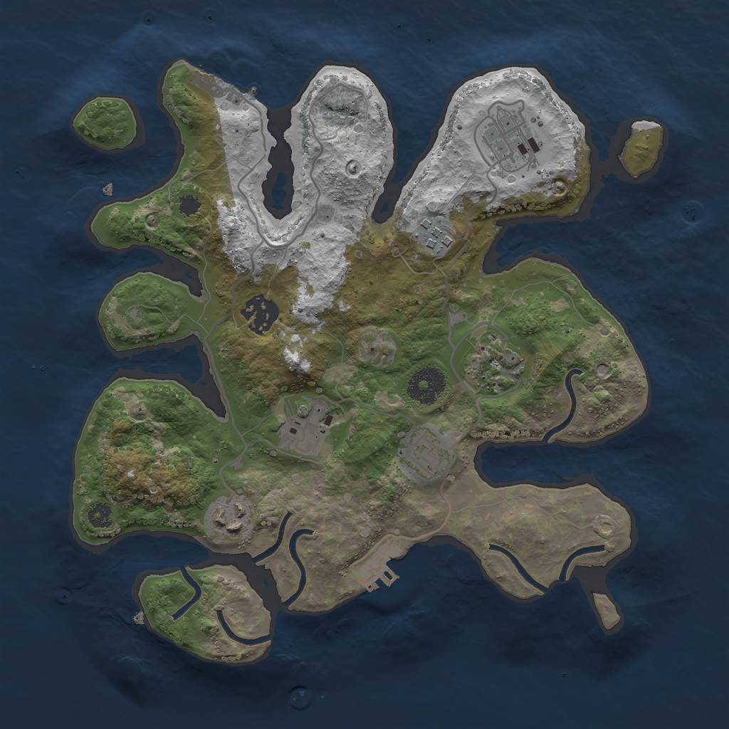 Rust Map: Procedural Map, Size: 3000, Seed: 2114209411, 11 Monuments