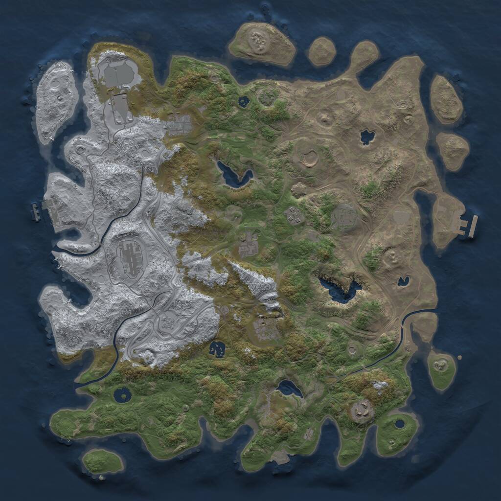 Rust Map: Procedural Map, Size: 4500, Seed: 1381021853, 16 Monuments