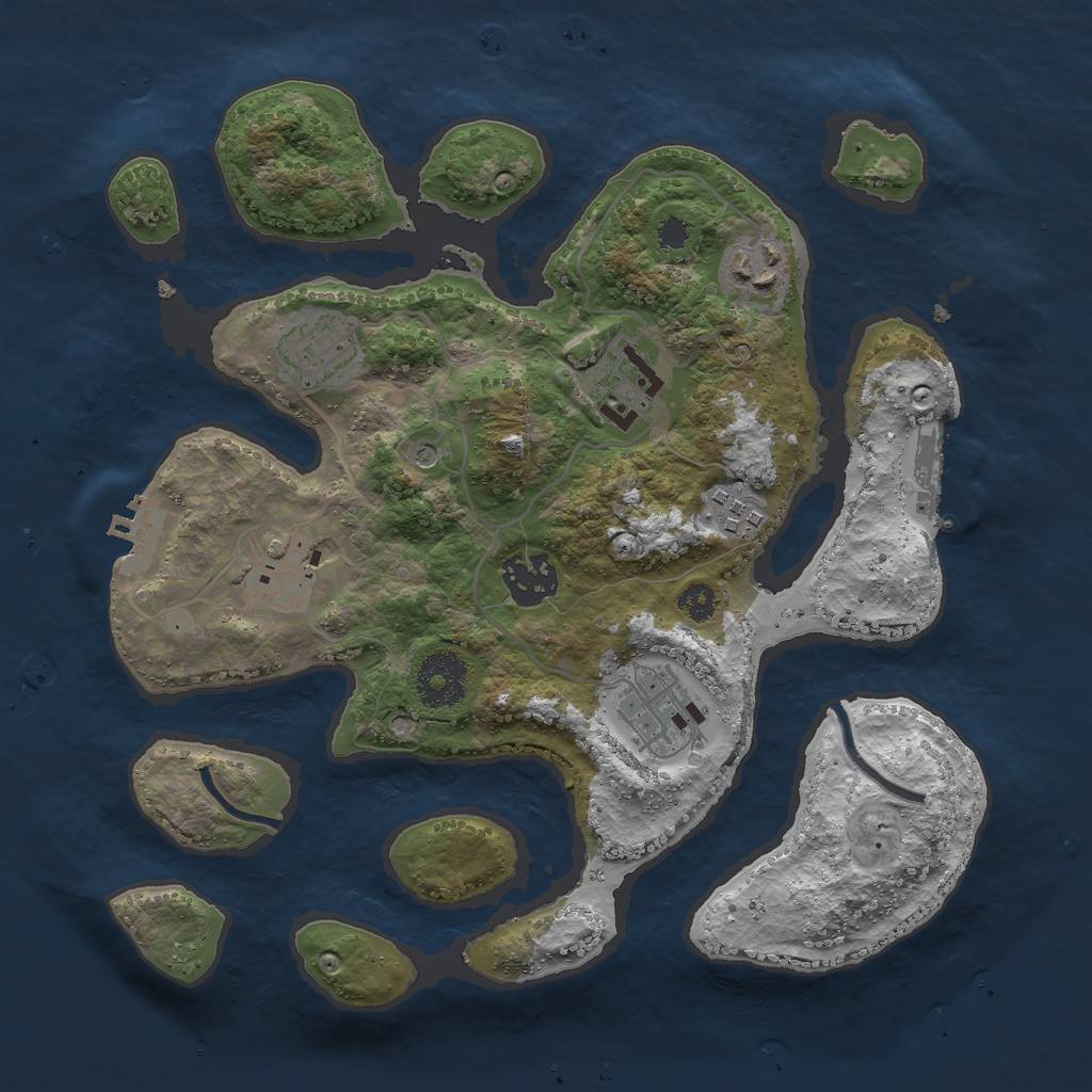 Rust Map: Procedural Map, Size: 3000, Seed: 679654795, 12 Monuments
