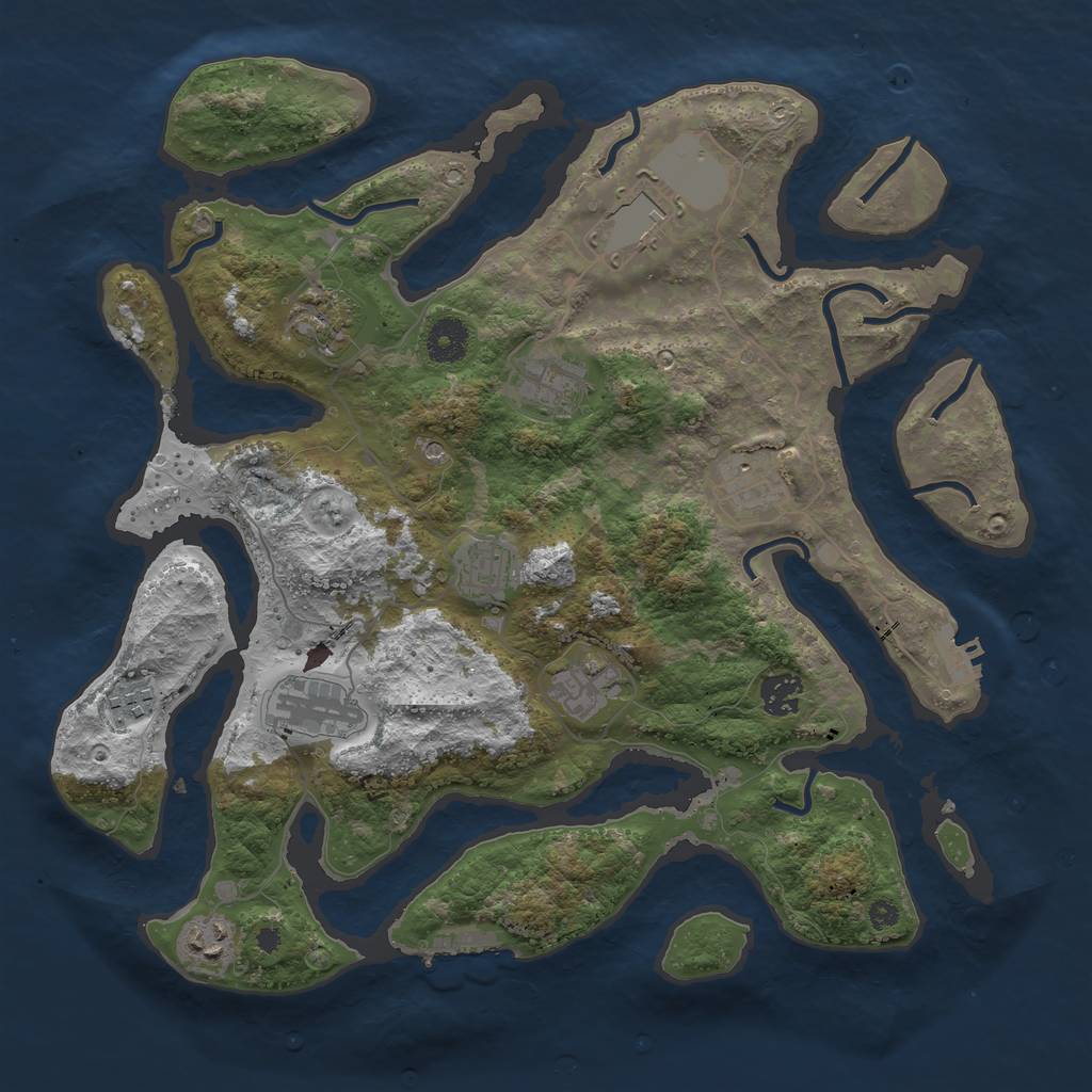 Rust Map: Procedural Map, Size: 3750, Seed: 1014340234, 15 Monuments