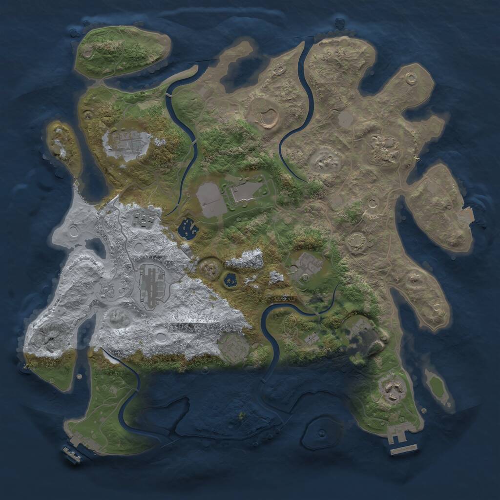 Rust Map: Procedural Map, Size: 3750, Seed: 1014340234, 17 Monuments