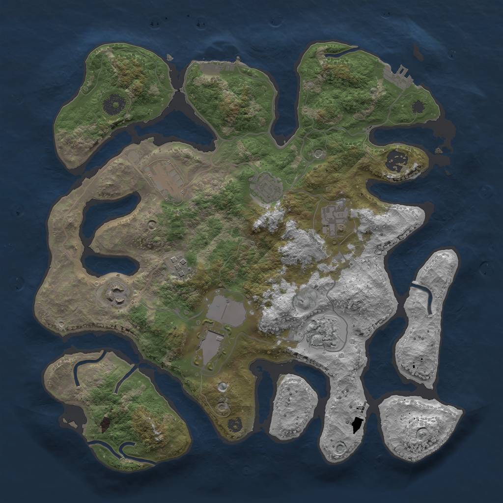 Rust Map: Procedural Map, Size: 3500, Seed: 165025, 13 Monuments